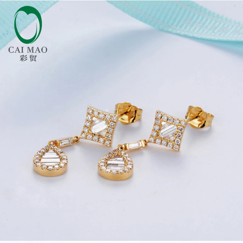 Jewelry 18k Yellow Gold 1.21ct Natural Diamonds Engagement Drop Earrings