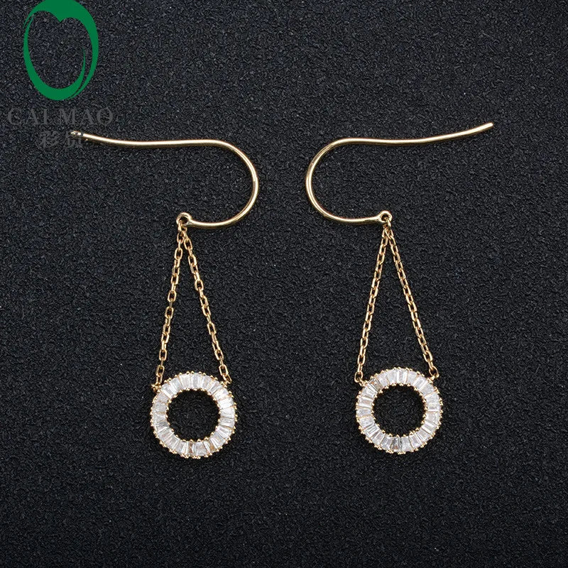 18K Yellow Gold 0.75ct Natural Baguette Didmonds Earrings for Anniversary