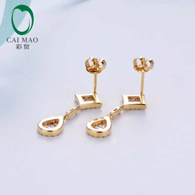 Jewelry 18k Yellow Gold 1.21ct Natural Diamonds Engagement Drop Earrings