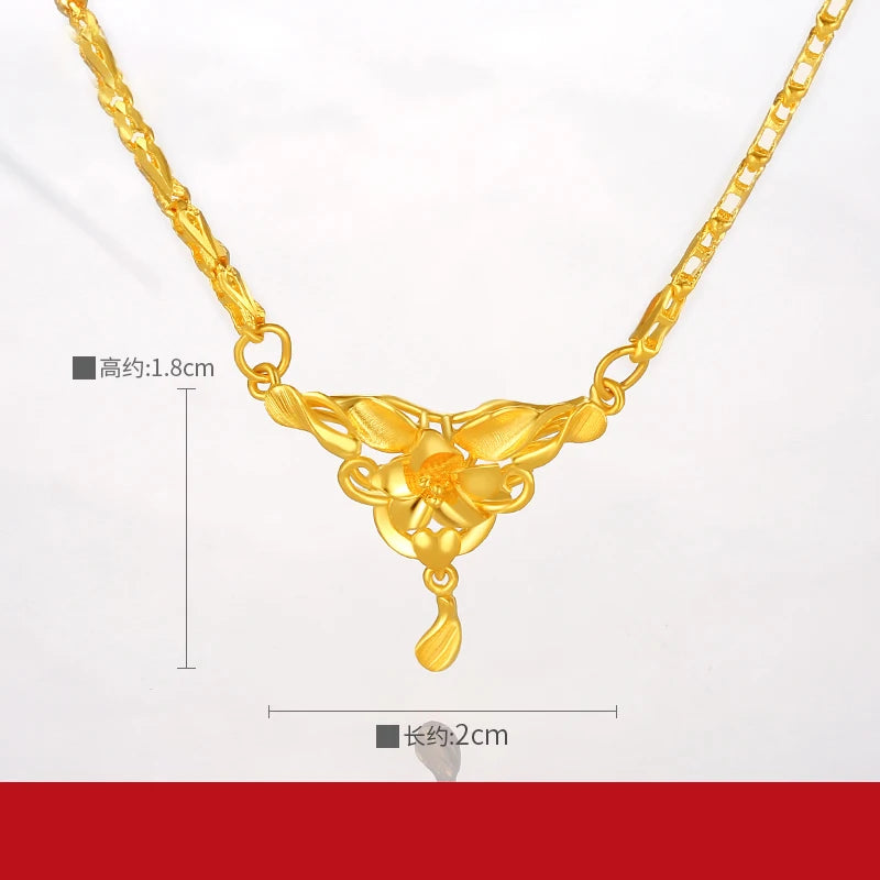 24K Pure Gold Necklace Real AU 999 Solid Gold Chain Beautiful Classic Party Fine Jewelry