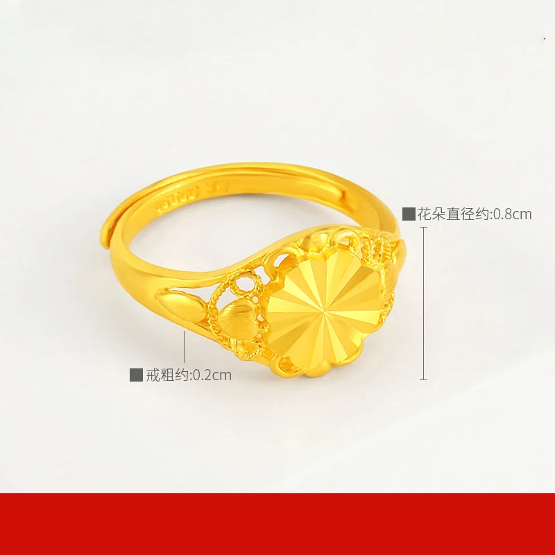 24K Pure Gold Ring Real AU 999 Solid Gold Rings Elegant Shiny Beautiful Upscale Trendy Classic Jewelry