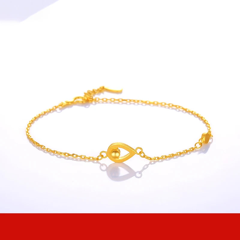 24K Pure Gold Bracelet Real 999 Solid Gold Bangle Beautiful Butterfly Classic Jewelry