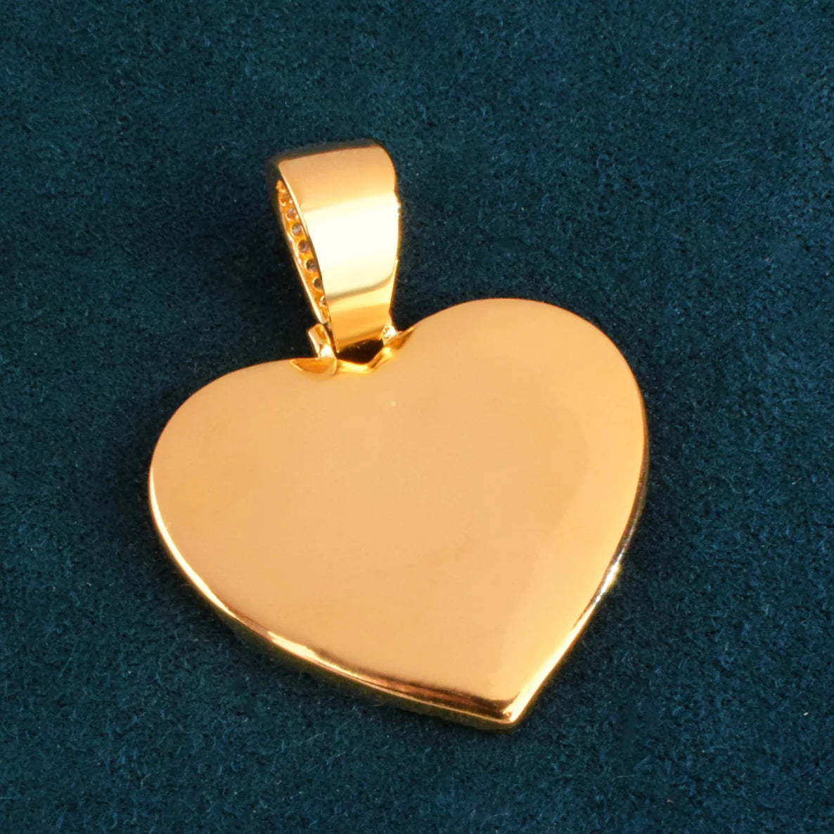 Collier personnalisé en forme de cœur avec photo et pendentif en forme de médaillon, dos solide, une rangée de zircons, pour hommes et femmes, bijoux Hip Hop