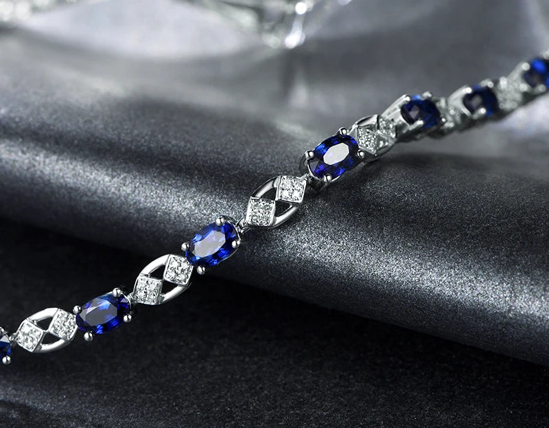 Natural sapphire 18k Pure Gold Female Bracelets Fine Jewelry Gift Girl Thin Trendy Solid 750 Real Bangle Party Good Nice