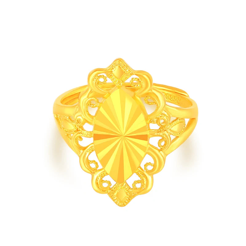 24K Pure Gold Ring Real AU 999 Solid Gold Rings Elegant Shiny Beautiful Upscale Trendy Classic Jewelry