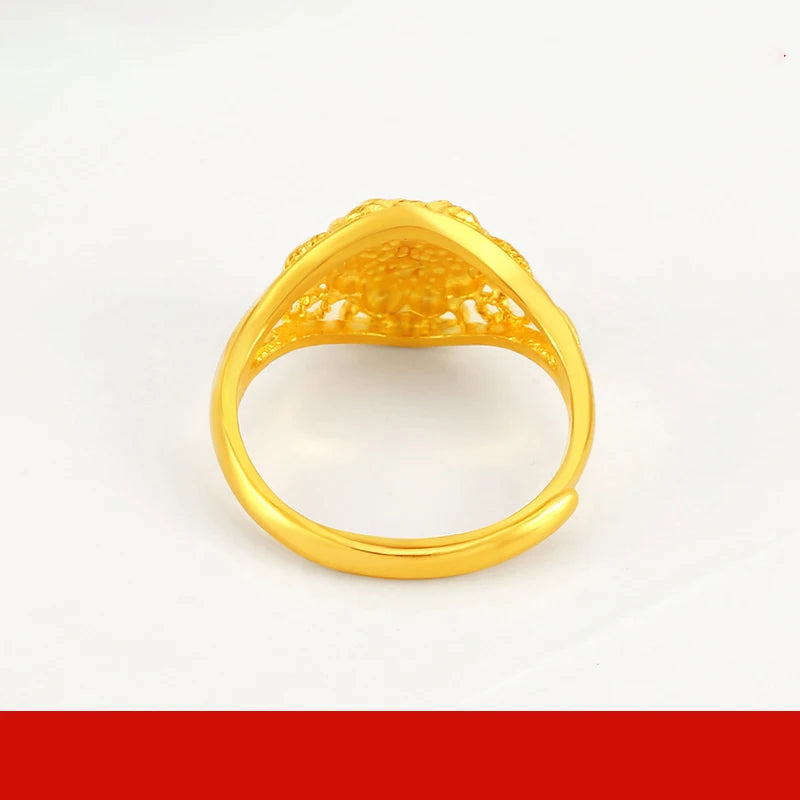 24K Pure Gold Ring Real AU 999 Solid Gold Rings Elegant Shiny Beautiful Upscale Trendy Classic Jewelry