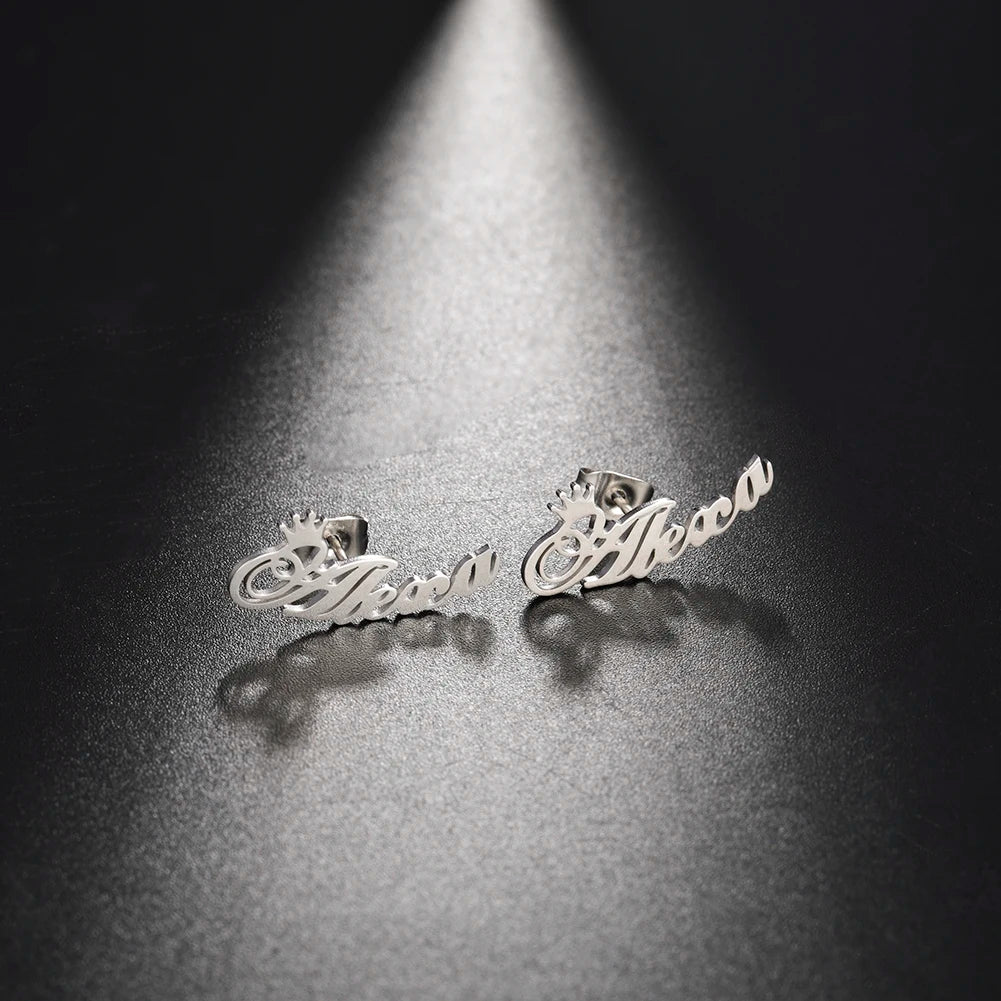 Fashion Custom Name Earrings Personalized Stainless Steel Initial Letter Nameplate Jewelry For Women Stud Earrings Gifts