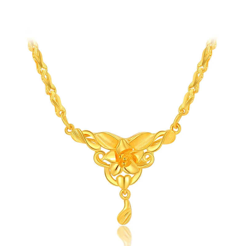 24K Pure Gold Necklace Real AU 999 Solid Gold Chain Beautiful Classic Party Fine Jewelry