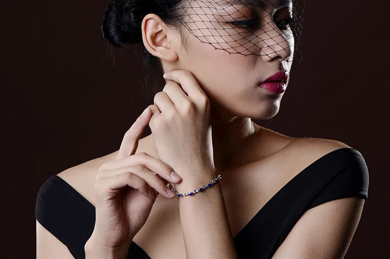 Natural sapphire 18k Pure Gold Female Bracelets Fine Jewelry Gift Girl Thin Trendy Solid 750 Real Bangle Party Good Nice