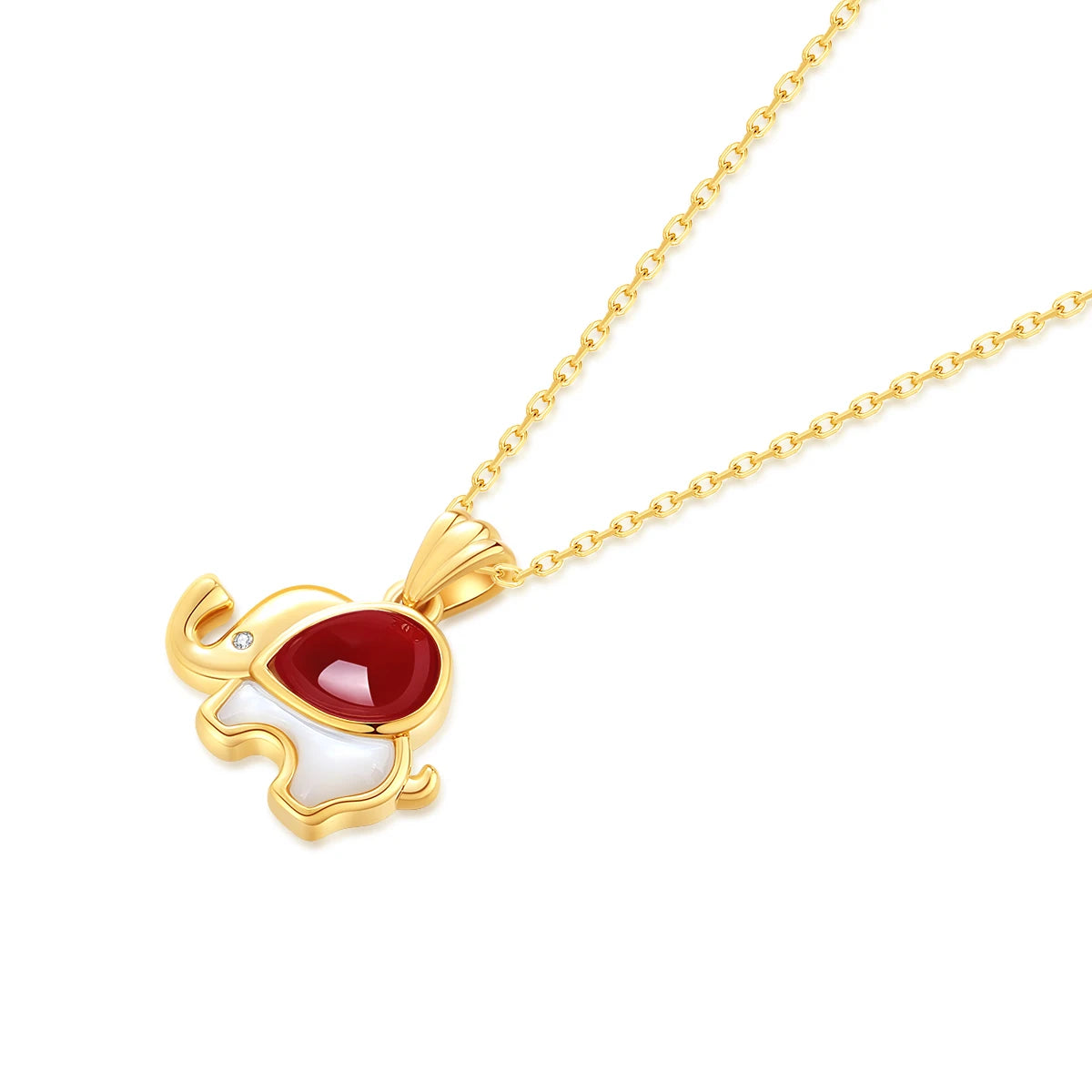 Design Natural Red Agate Pendant 18K Genuine Gold Elephant Necklace Exquisite Jewelry for Women Anniversary Gift