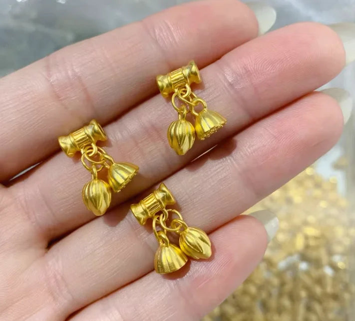 Fine gold 999 pendants for women 24k pure gold lotus pendant gold charms