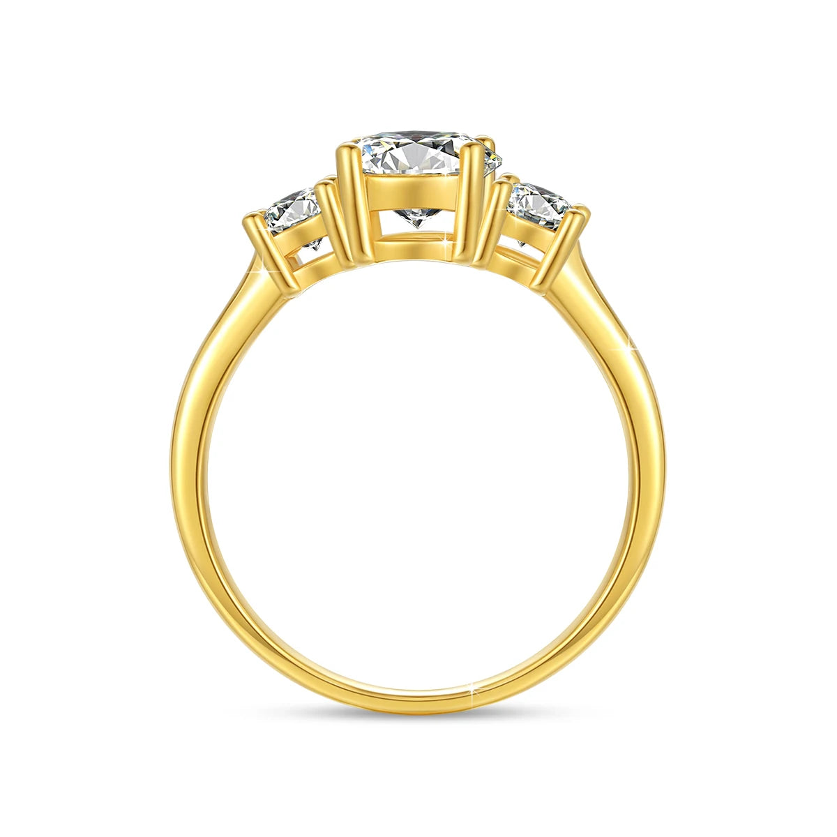 18k Gold Ring Moissanite For Women 3 Stone 100% Real Initial Luxury K Gold Jewelry Engagement Gift