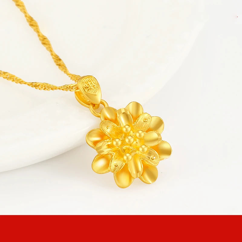 24K Pure Gold Pendant Real AU 999 Solid Gold Charm Lucy Bead Beautiful Trendy Classic Party Fine Jewelry