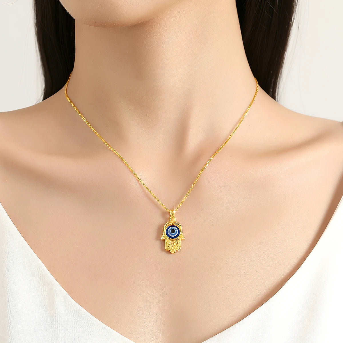 Unique design Evil Eye Necklaces Real 18K Gold Pendant Anniversary Party Gift High Jewelry for Women