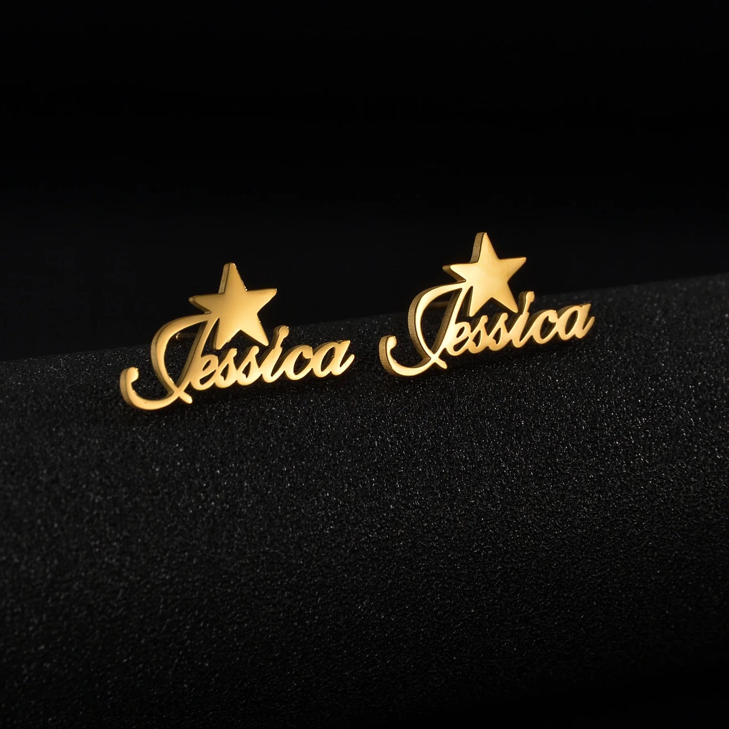 Personalized Custom Frosted Name Stud Earring Heart Star Stainless Steel for Women Customized Christmas Jewelry Gift