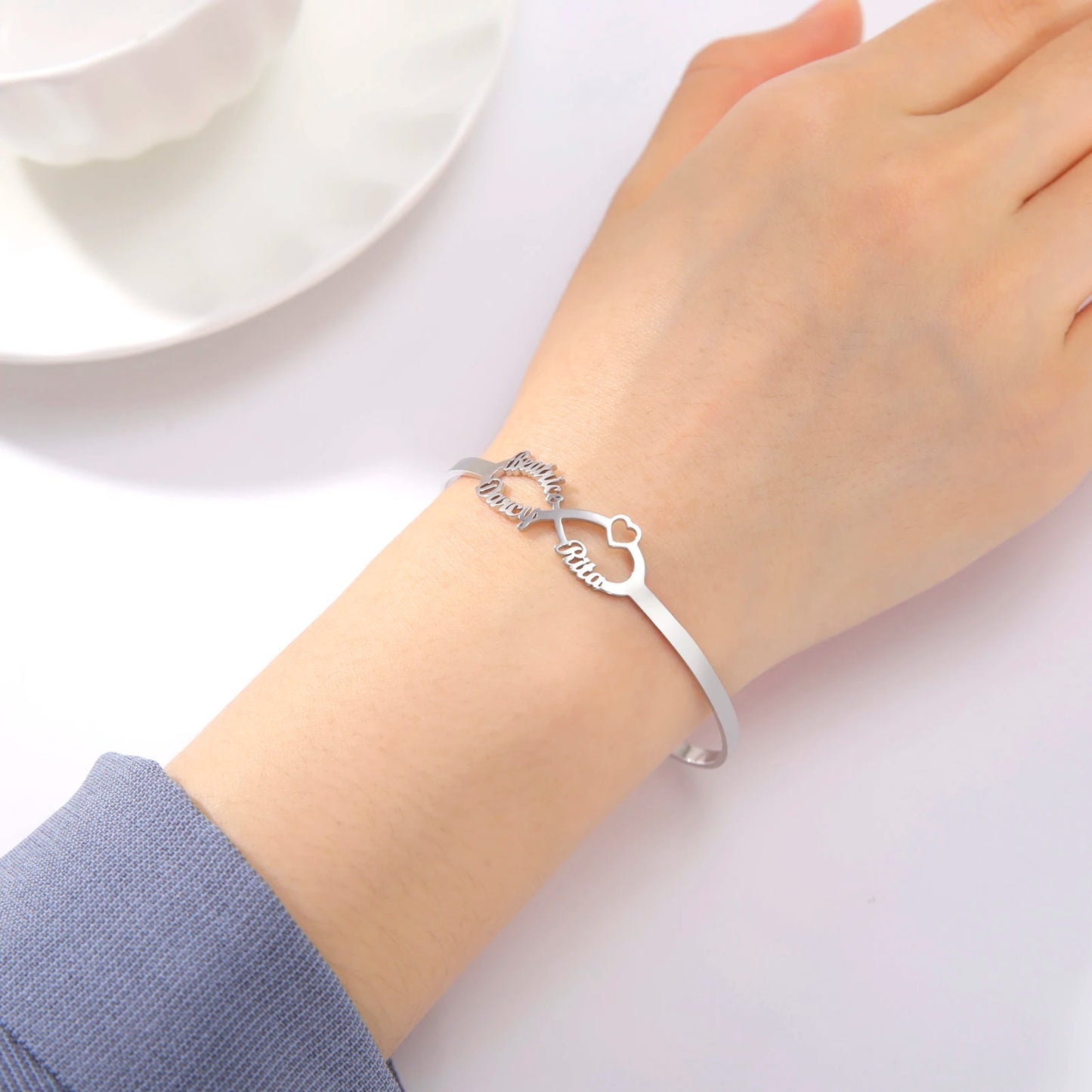 Custom Name Infinity Bracelet For Women Personalized Bangle Stainless Steel Jewelry Couple Bracelet Valentins Day Gift