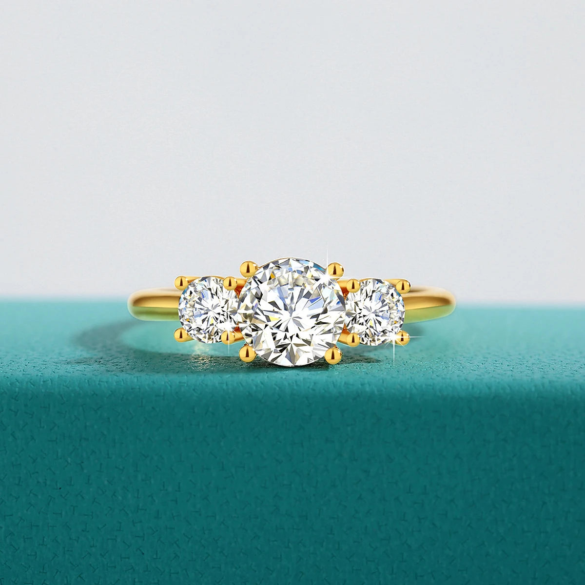 18k Gold Ring Moissanite For Women 3 Stone 100% Real Initial Luxury K Gold Jewelry Engagement Gift