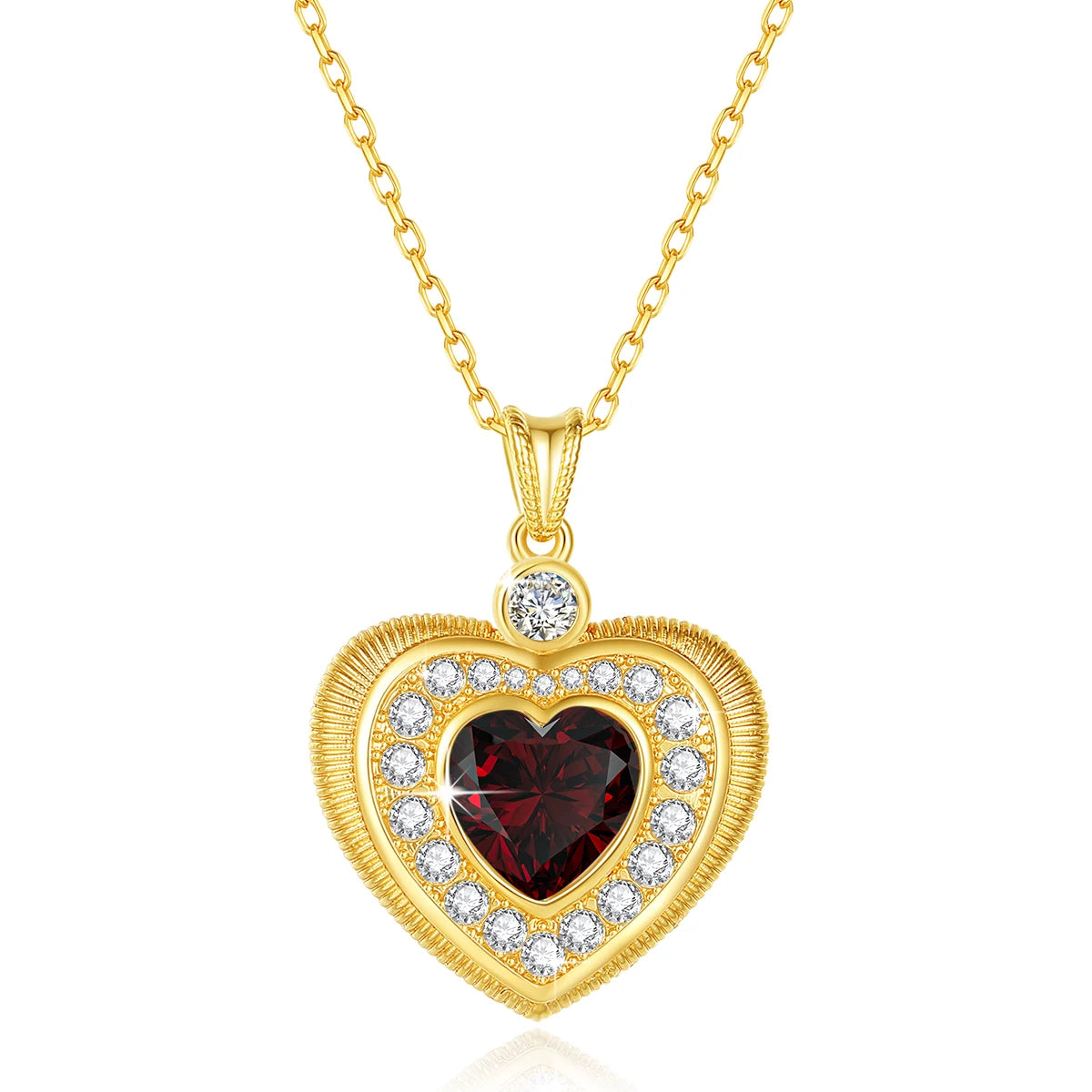 18K Genuine Gold Natural Garnet Pendant Heart Necklace Original Niche Design for Women Anniversary Party Gift Fine Jewelry