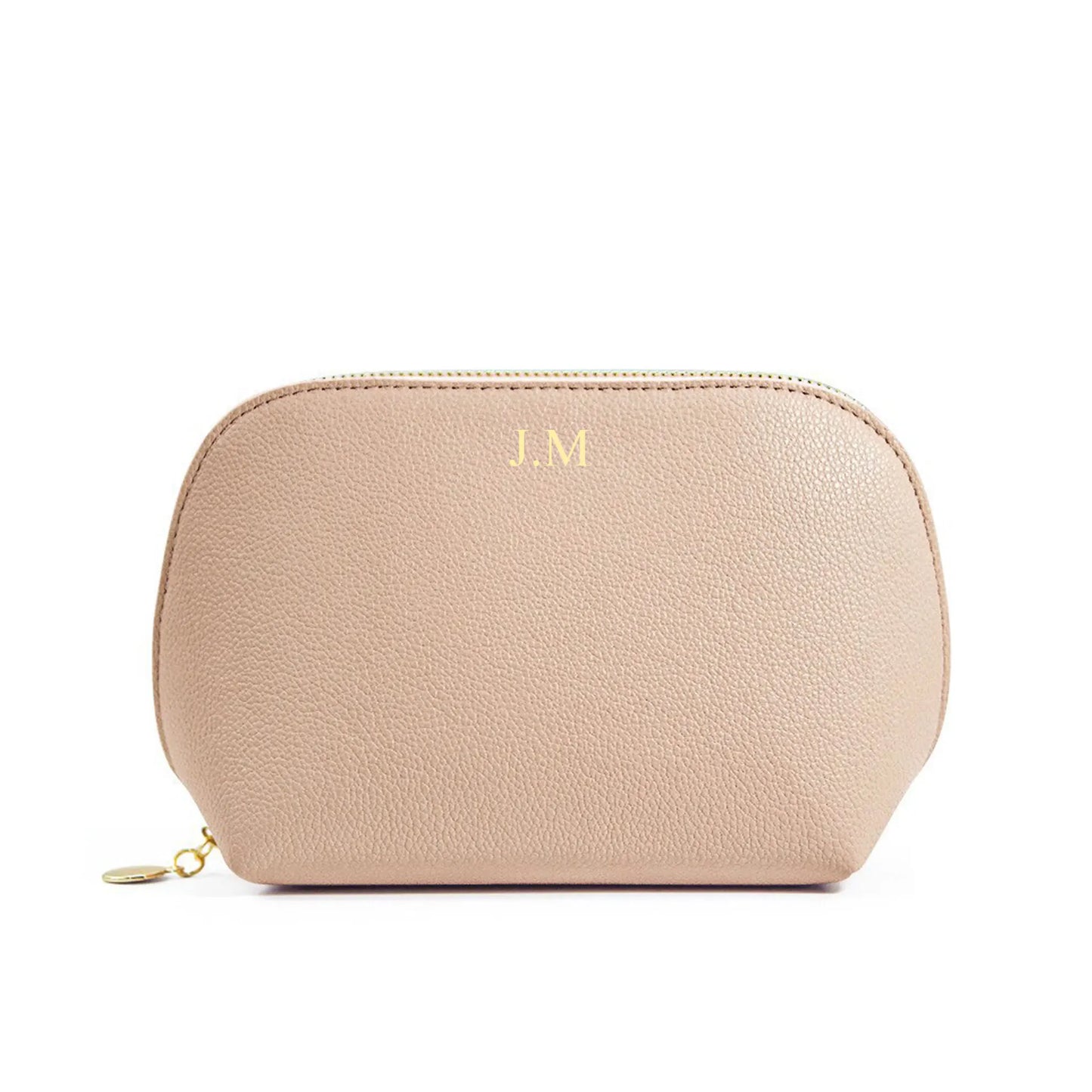 Customized Letters PU Leather Half Round Shell Makeup Bag Large Capacity High Beauty Travel Portable Women's Cosmetic Bag