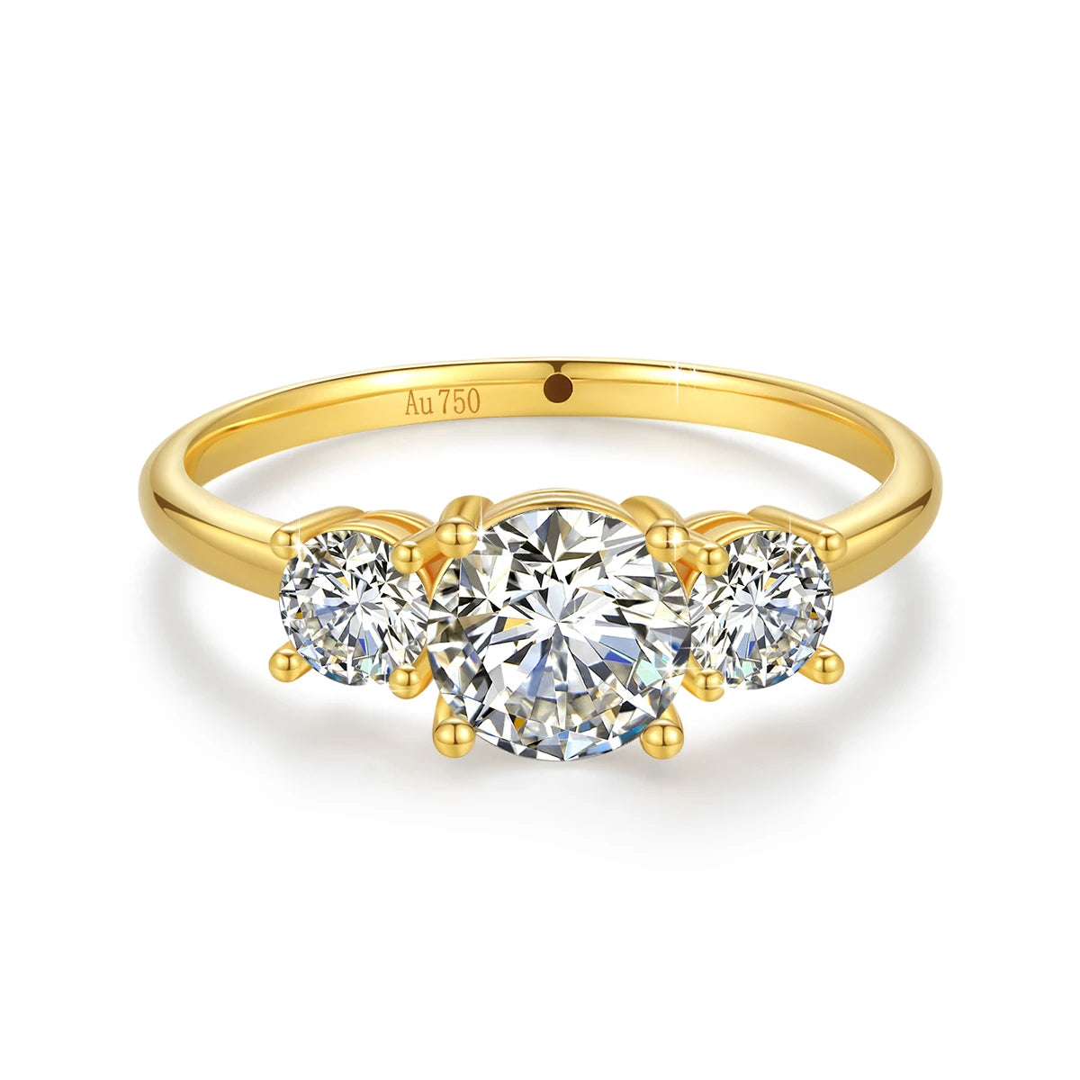 18k Gold Ring Moissanite For Women 3 Stone 100% Real Initial Luxury K Gold Jewelry Engagement Gift