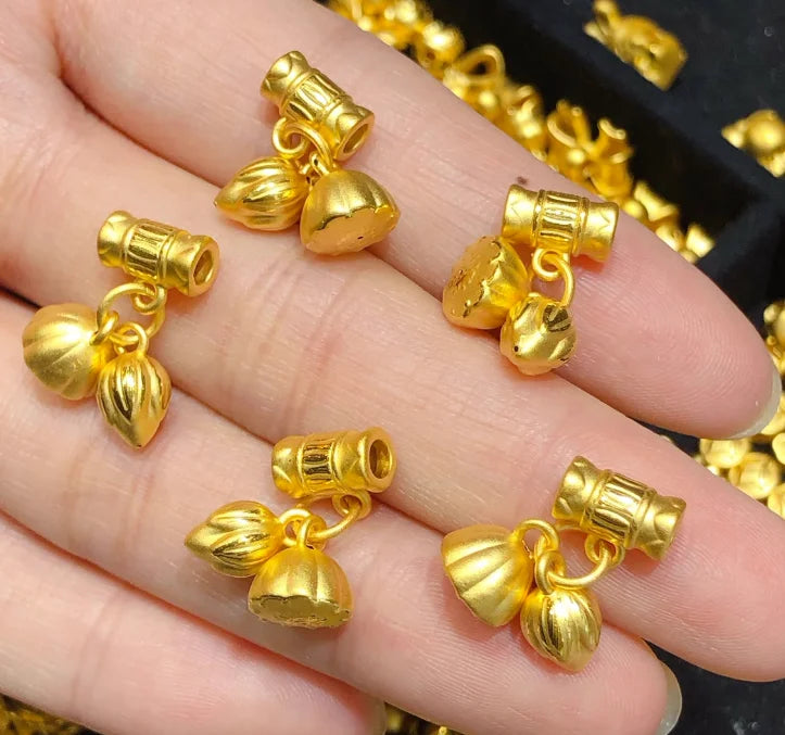 Fine gold 999 pendants for women 24k pure gold lotus pendant gold charms