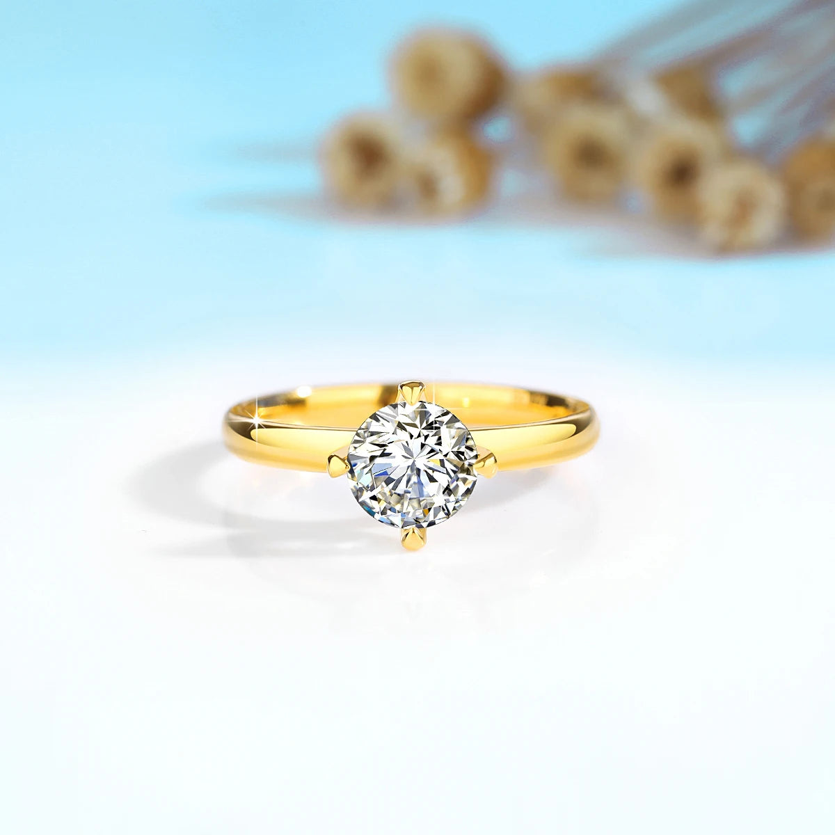 100% Real 18k Gold Ring Moissanite 1 Carat With Certificate Luxury Wedding Jewelry For Women Summer Engagement Gift Non Tarnish