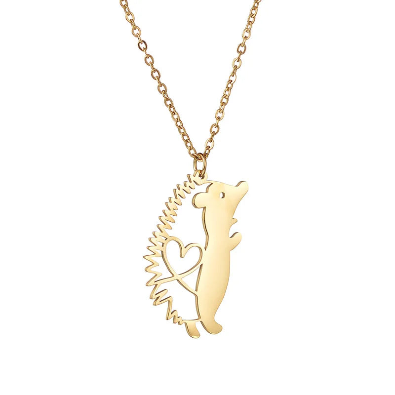 Custom Name Necklace Hedgehog Cute Chain Engrave Name Letters For Boy Girl Birthday Gift Jewelry Stainless Steel Pendant Choker