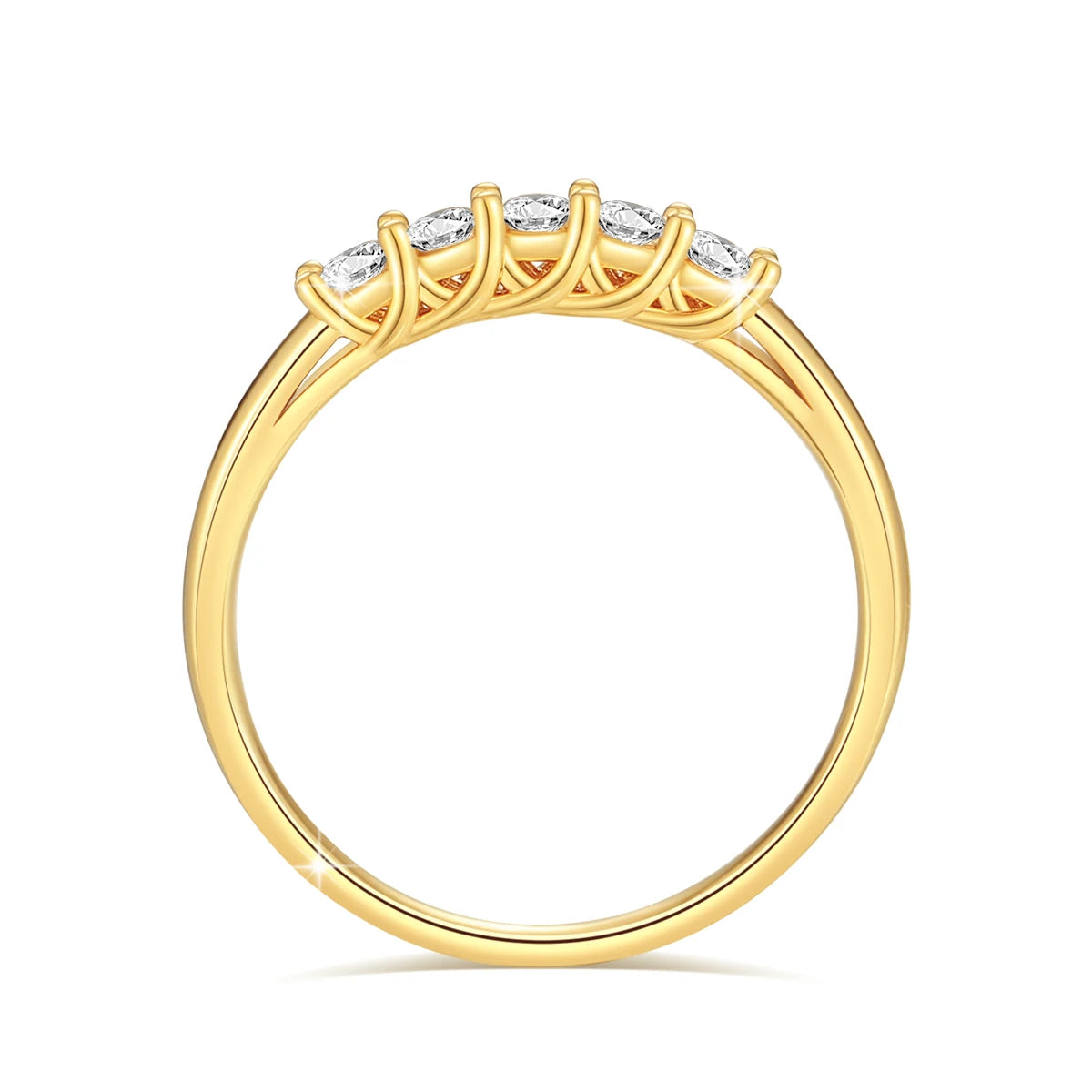 Moissanite Row Ring 18K Gold Au750 Diamond Ring for Women Wedding Anniversary Engagement Gift High Jewelry with Certificate