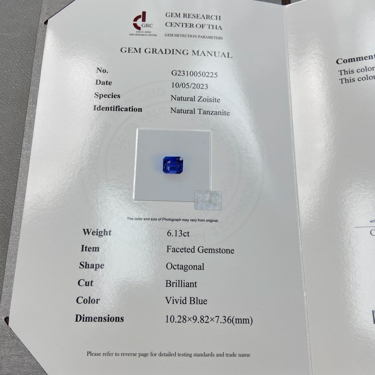 Vivid Blue Elegant Tanzanite Blue Octagonal Brilliant Cut 6.13ct Loose Gemstone