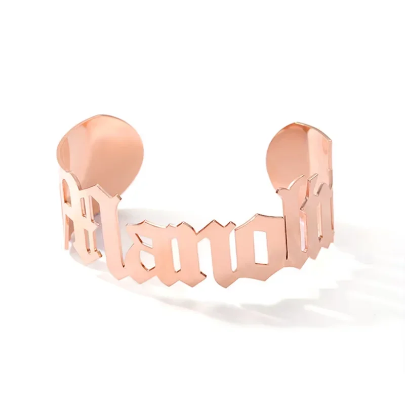 Big Personalized Custom Name Letter Bracelet Stainless Steel Gold Couple Bracelet Cuff Bangle Women Jewelry Valentine's Day Gift