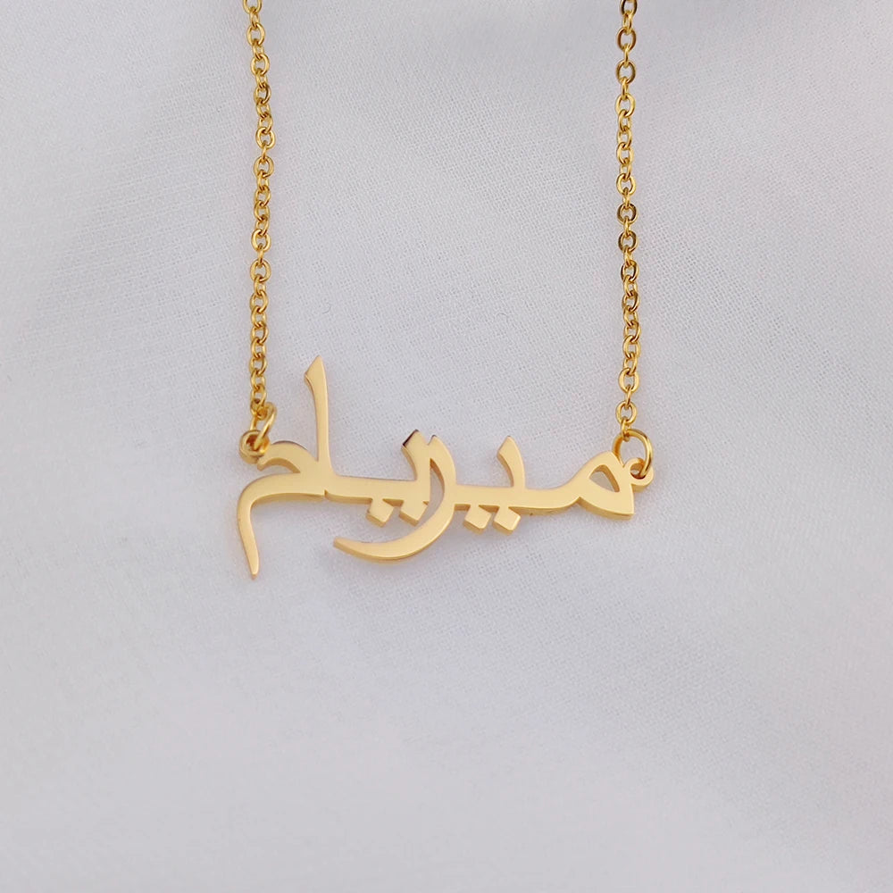 Customized Arabic Name Necklace Stainless Steel Nameplate Pendant Ethnic Necklace for Women Jewelry Personalized Gift