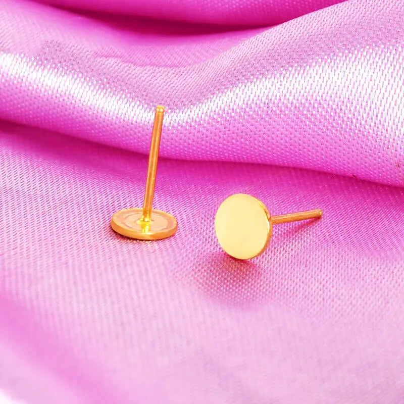 Pure 24K Yellow Gold Earrings Stud For Women Beauty Rose Flower Earrings 9mm Size