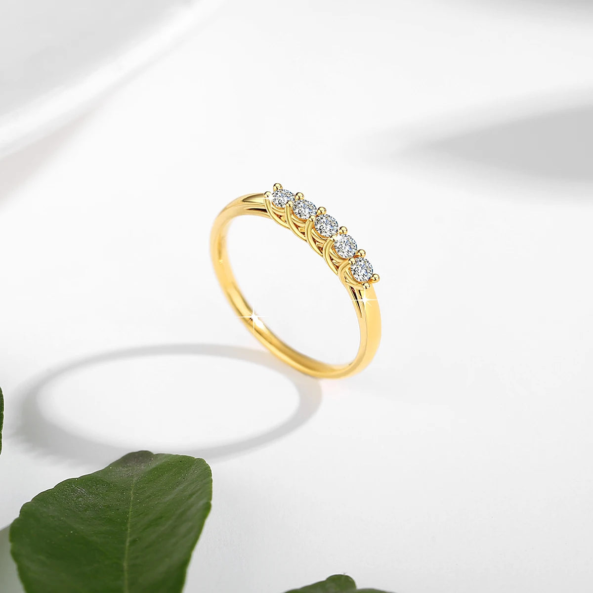 Moissanite Row Ring 18K Gold Au750 Diamond Ring for Women Wedding Anniversary Engagement Gift High Jewelry with Certificate