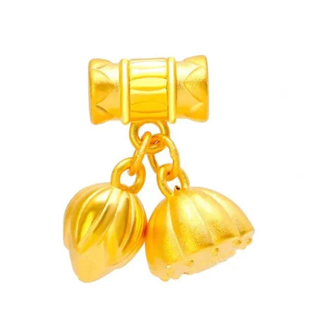 Fine gold 999 pendants for women 24k pure gold lotus pendant gold charms