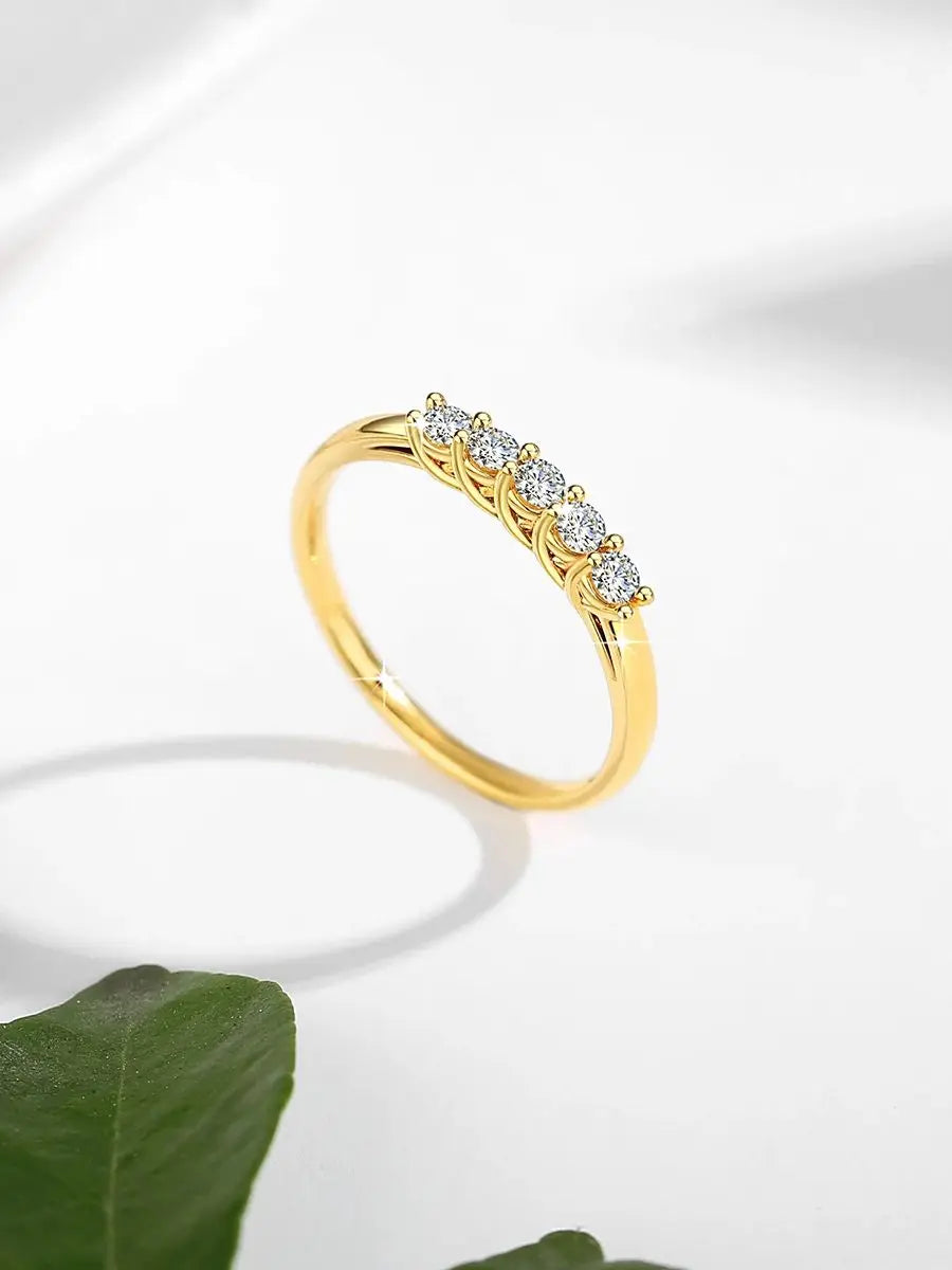 Moissanite Row Ring 18K Gold Au750 Diamond Ring for Women Wedding Anniversary Engagement Gift High Jewelry with Certificate