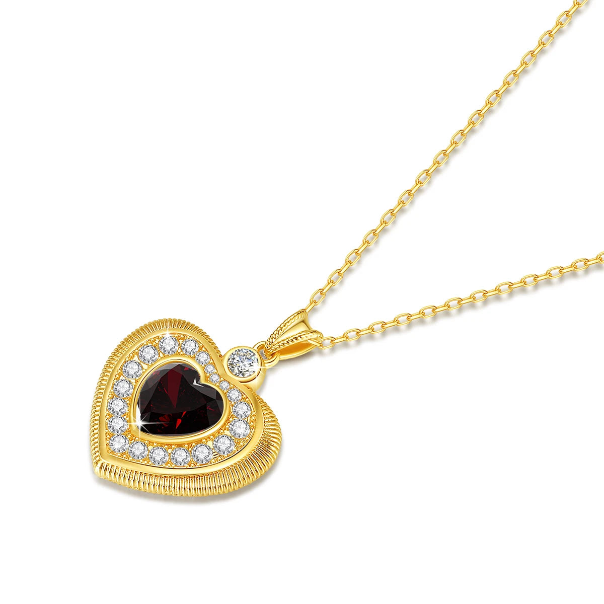 18K Genuine Gold Natural Garnet Pendant Heart Necklace Original Niche Design for Women Anniversary Party Gift Fine Jewelry