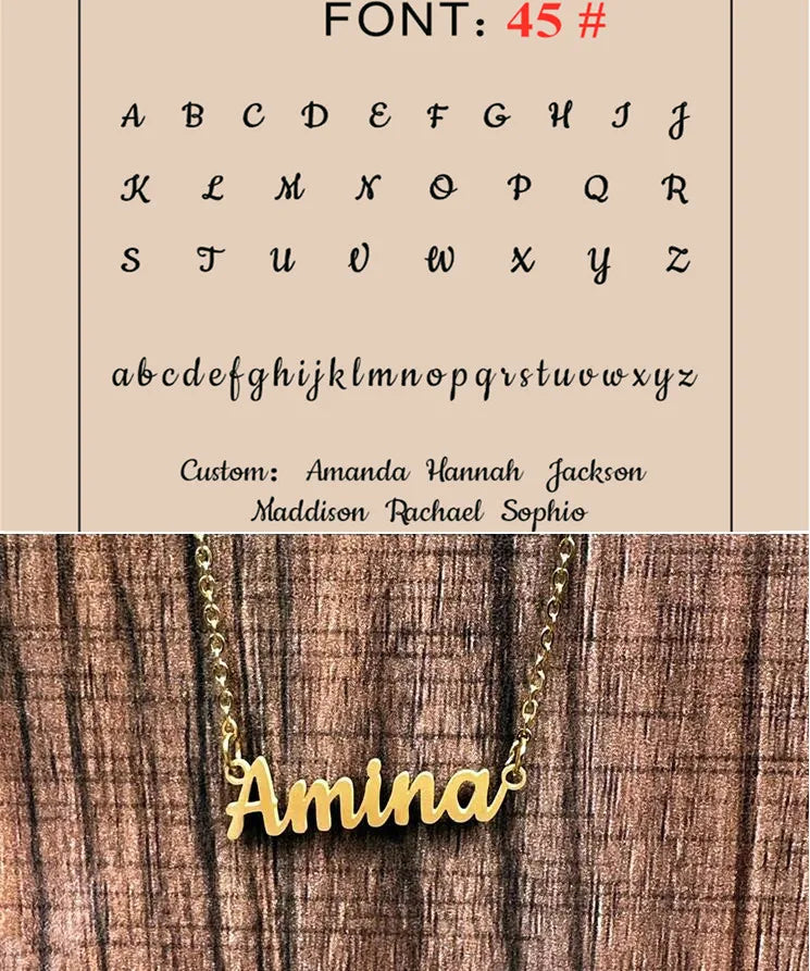 Custom Name Necklace Personalized Golden Choker Stainless Steel Necklaces For Women Man Customized Jewelry Couple Gift