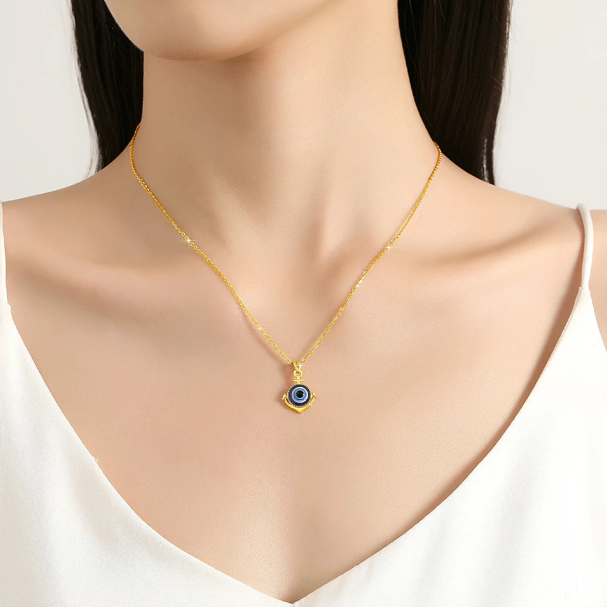 Unique design Evil Eye Pendant 18K Gold Necklace for Women Anniversary Party Gift Fine Jewelry With Certificate