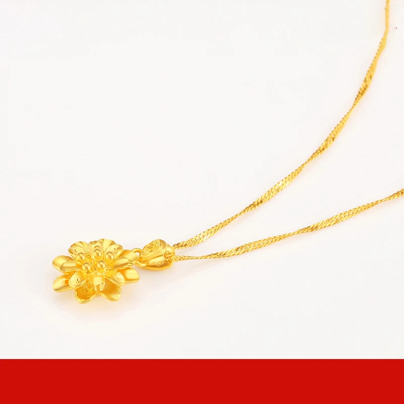 24K Pure Gold Pendant Real AU 999 Solid Gold Charm Lucy Bead Beautiful Trendy Classic Party Fine Jewelry