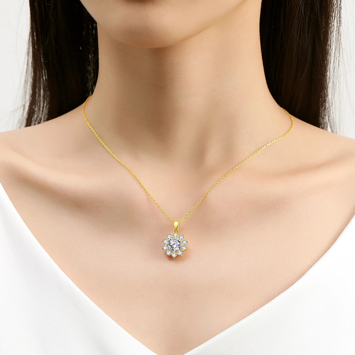 Original Design 18K Gold Moissanite Pendant 2ct VVS1 AU750 Bauhinia Necklace for Women Anniversary Party Gift Trendy Jewelry