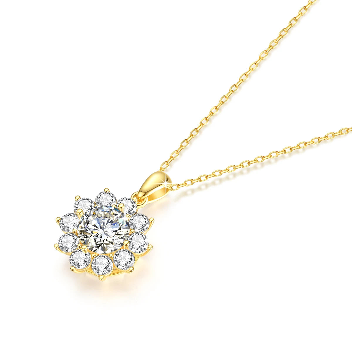 Original Design 18K Gold Moissanite Pendant 2ct VVS1 AU750 Bauhinia Necklace for Women Anniversary Party Gift Trendy Jewelry