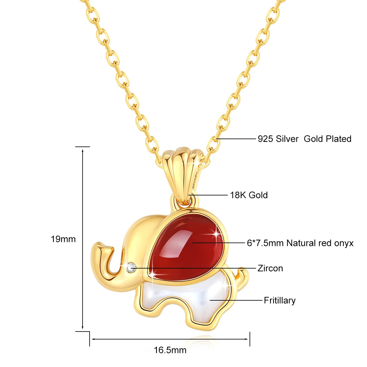 Design Natural Red Agate Pendant 18K Genuine Gold Elephant Necklace Exquisite Jewelry for Women Anniversary Gift
