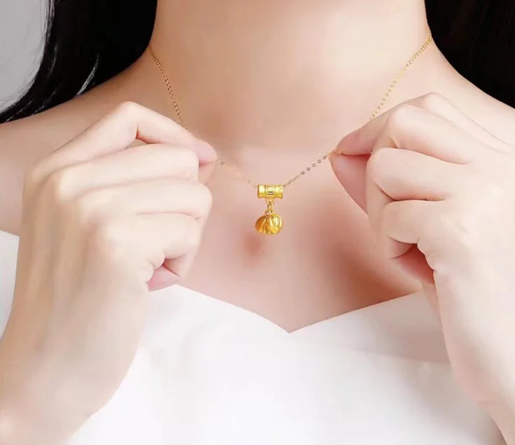 Fine gold 999 pendants for women 24k pure gold lotus pendant gold charms