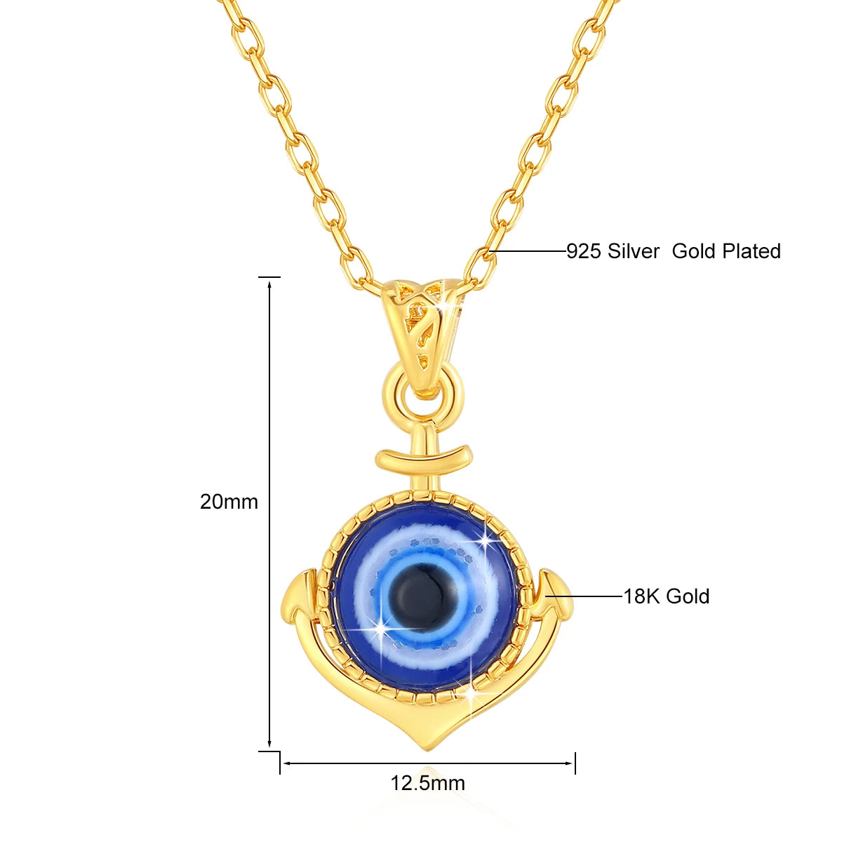 Unique design Evil Eye Pendant 18K Gold Necklace for Women Anniversary Party Gift Fine Jewelry With Certificate