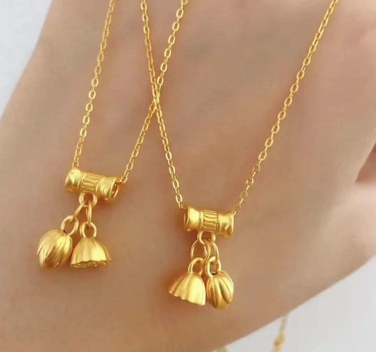 Fine gold 999 pendants for women 24k pure gold lotus pendant gold charms