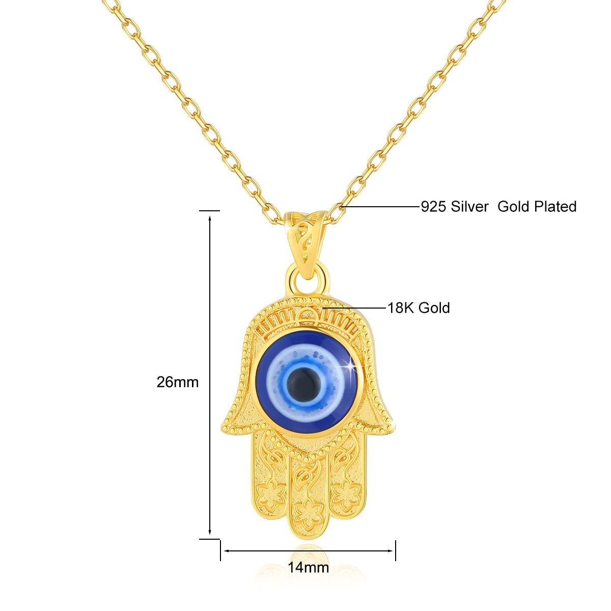Unique design Evil Eye Necklaces Real 18K Gold Pendant Anniversary Party Gift High Jewelry for Women