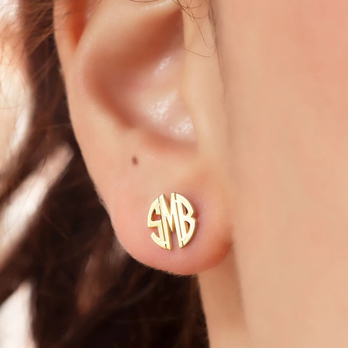 Monogram Earrings Customized Jewelry Stainless Steel Round Heart Initials Personalized Stud Earrings Women Fashion