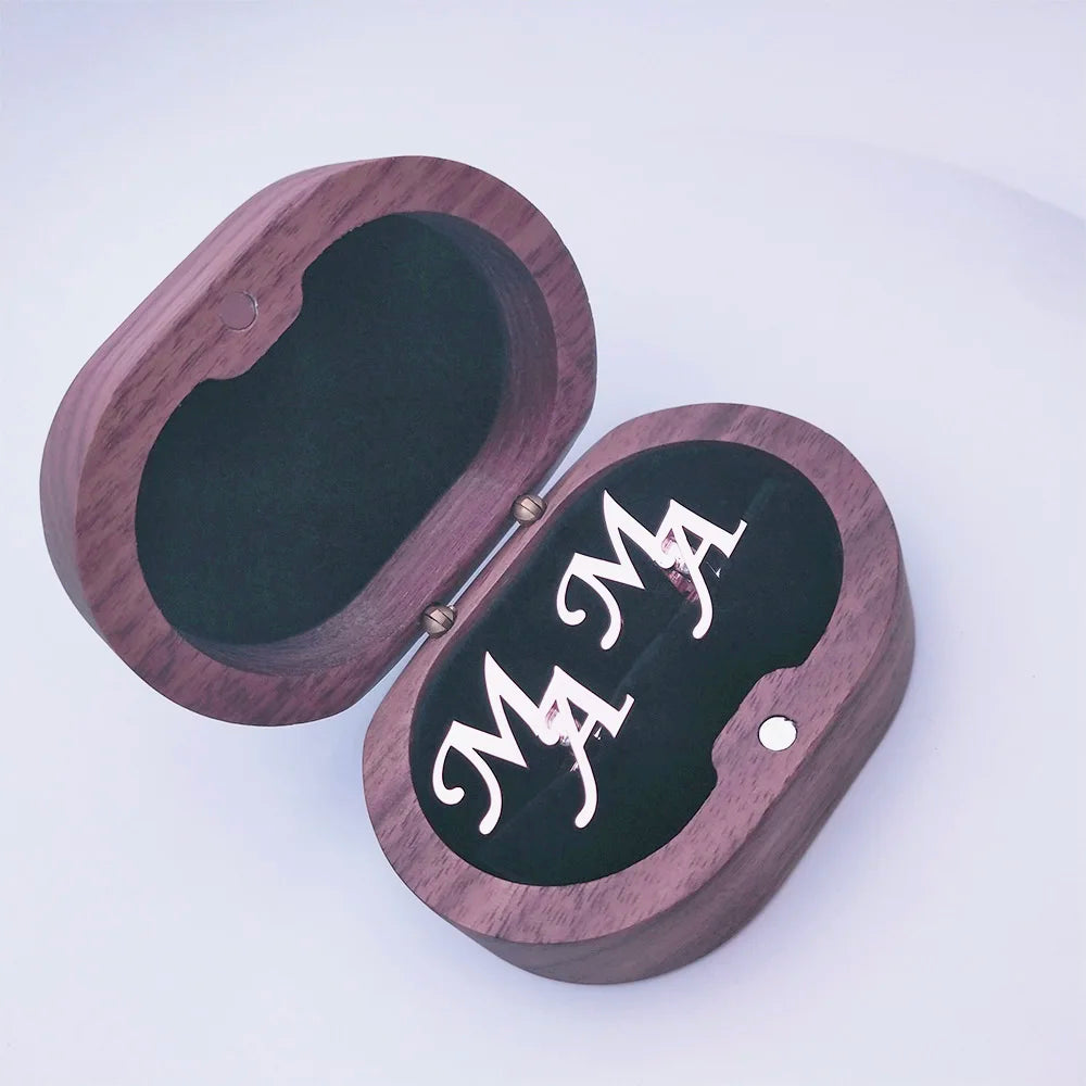 Boutons de manchette personnalisés Tangula pour hommes mariés boutons de manchette initiales en acier inoxydable boîte-cadeau en chêne de souhait bijoux de mariage cadeau de marié