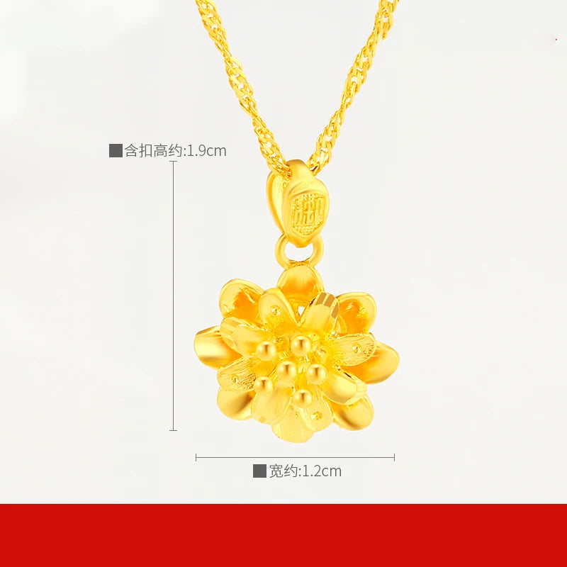 24K Pure Gold Pendant Real AU 999 Solid Gold Charm Lucy Bead Beautiful Trendy Classic Party Fine Jewelry