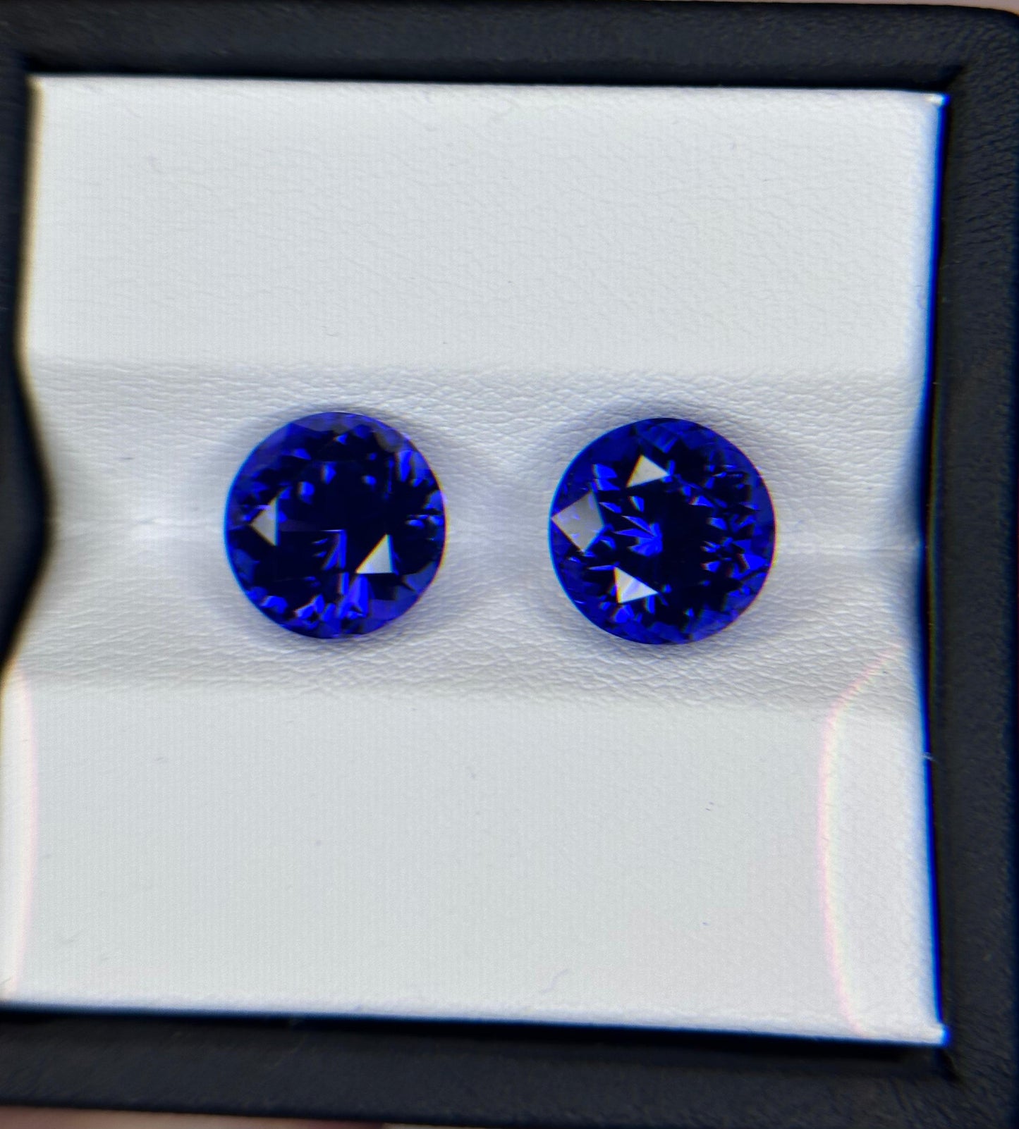 Natural Vivid Blue Tanzanite Pair Round Shape Brilliant Cut 11.97ct. Natural Loose Gemstone